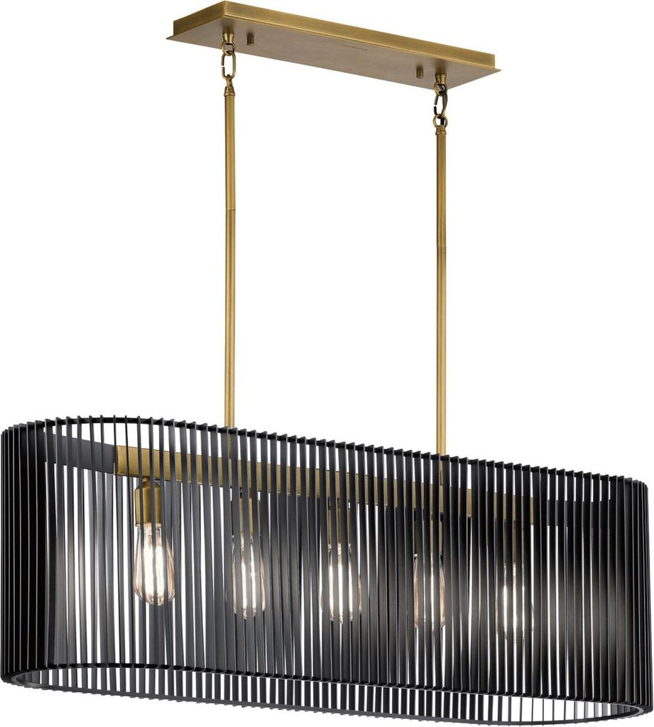 Hängelampe Metall H: max. 136,5 cm in Messing Schwarz E27 länglich Modern
