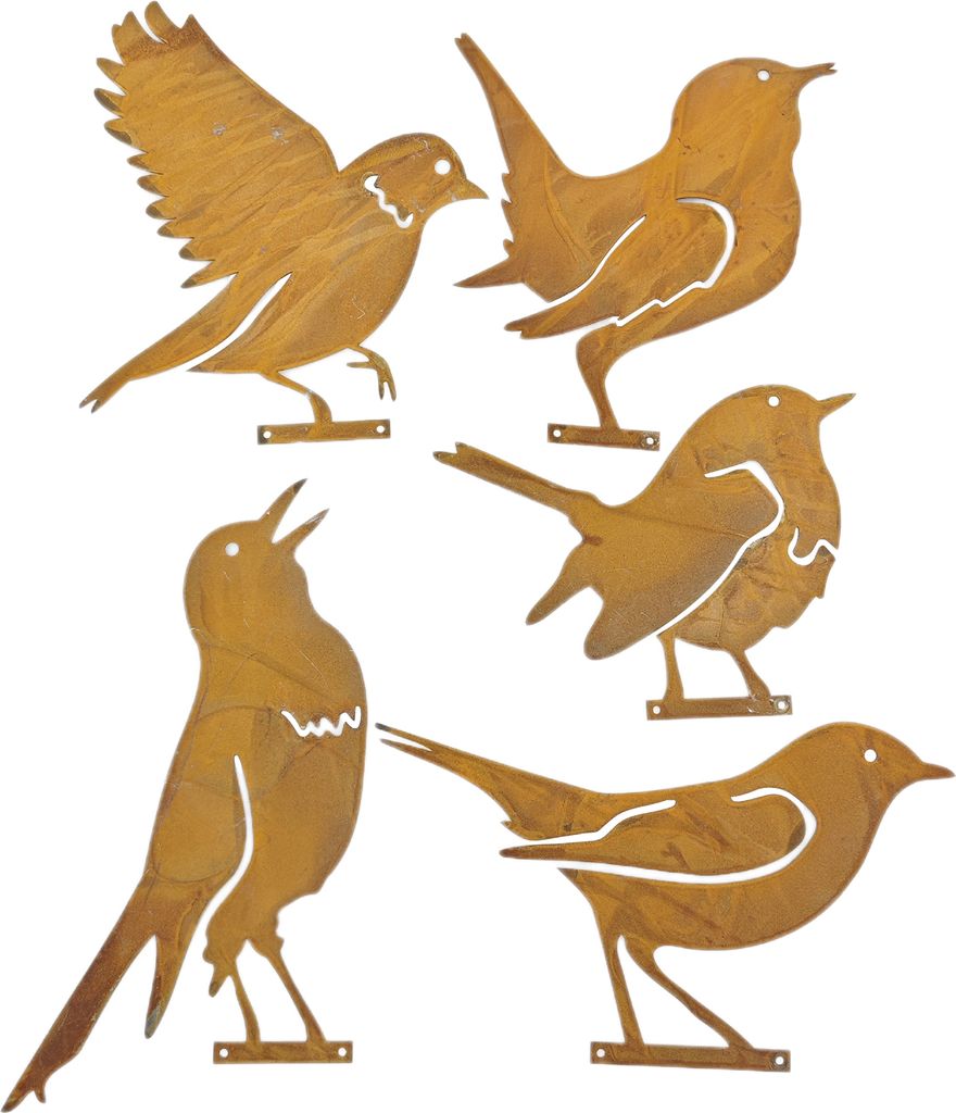 1/4/5 Stück rostige Vogel-Silhouette, Gartendekoration, wetterfest, für den Außenbereich, Hof, Hinterhof, Rasen, Metall, Küken, Ente, Eichhörn...