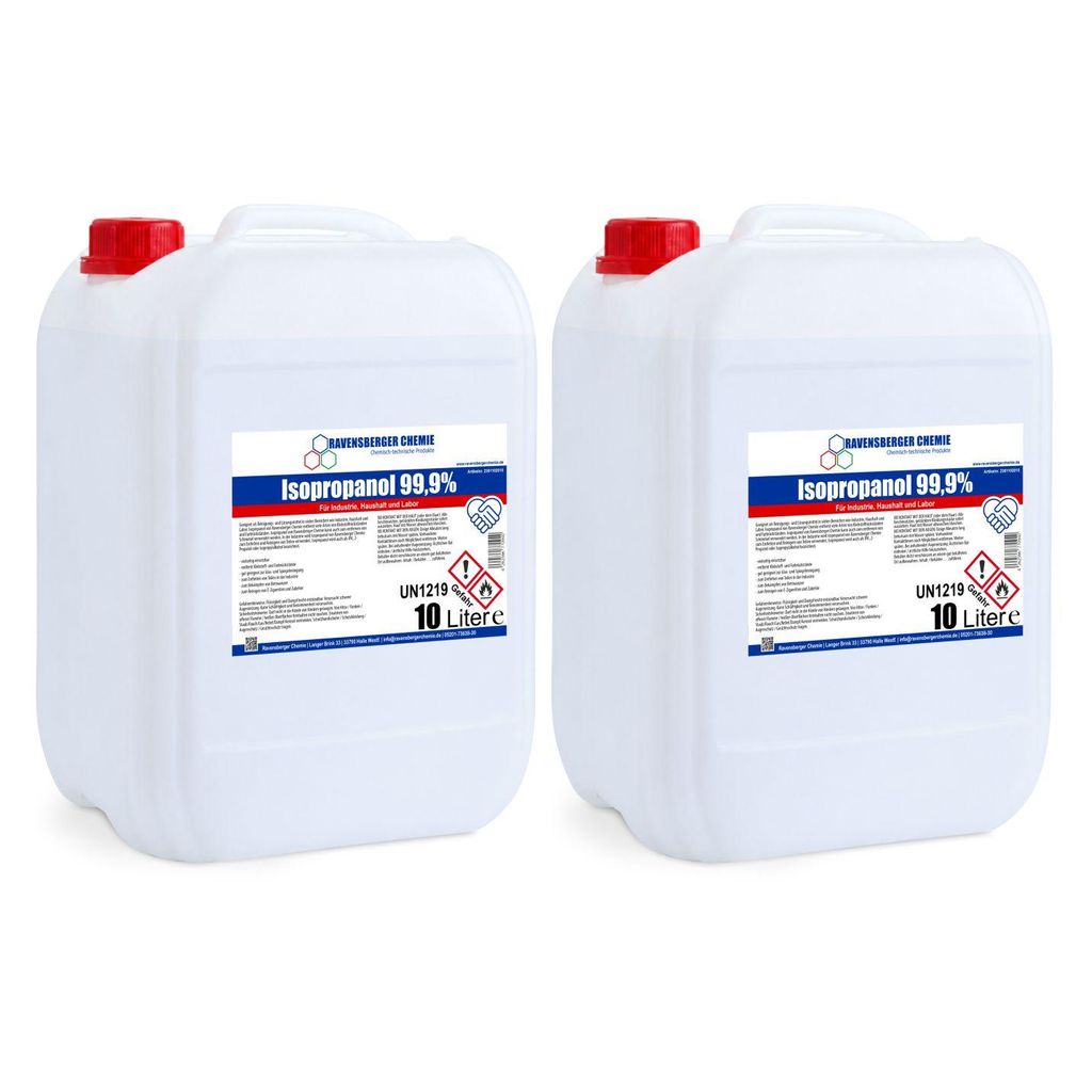 Ravensberger Chemie Isopropanol 99,9 % – hochreiner Alkohol zum Reinigen & Entfetten, rückstandsfrei, Lösemittel für Werkstatt & Industrie - 2...