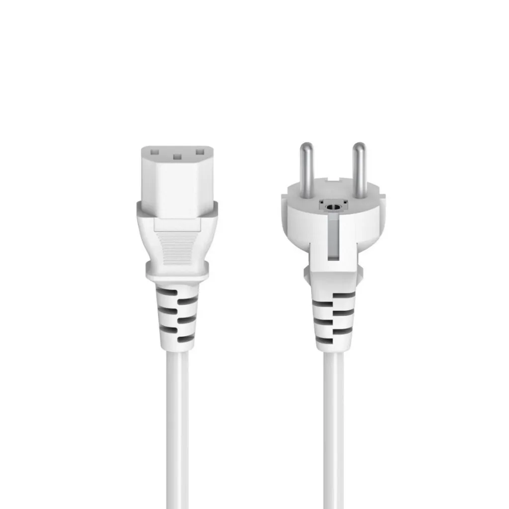 Hama 00223291 Cavo di rete per apparecchi IEC, a 3 poli con spina di messa a terra, 5 m, bianco (00223291)