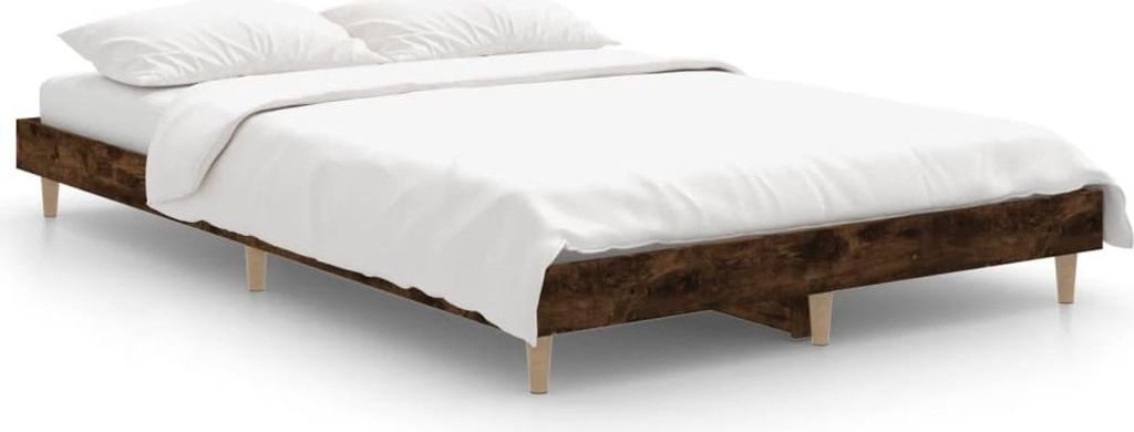 vidaXL Bettgestell ohne Matratze Räuchereiche 120x190 cm Holzwerkstoff