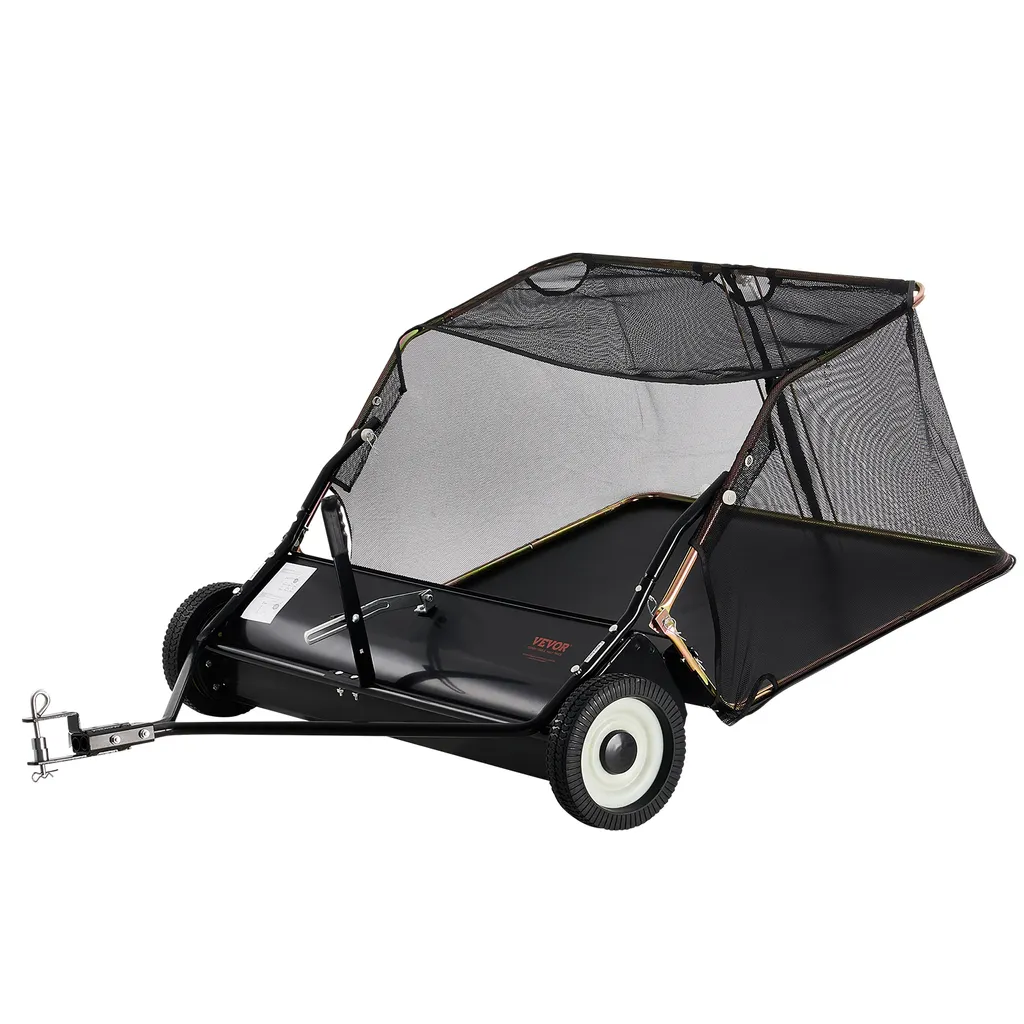 Balayeuse tractée robuste 42" avec bac 340L et vidage par câble
