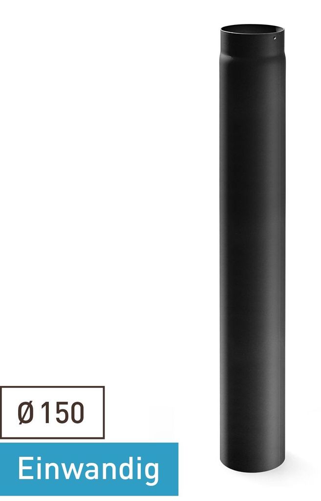 Raik Basic Längenelement 150mm schwarz Länge 1000mm für Rauchrohr / Ofenrohr