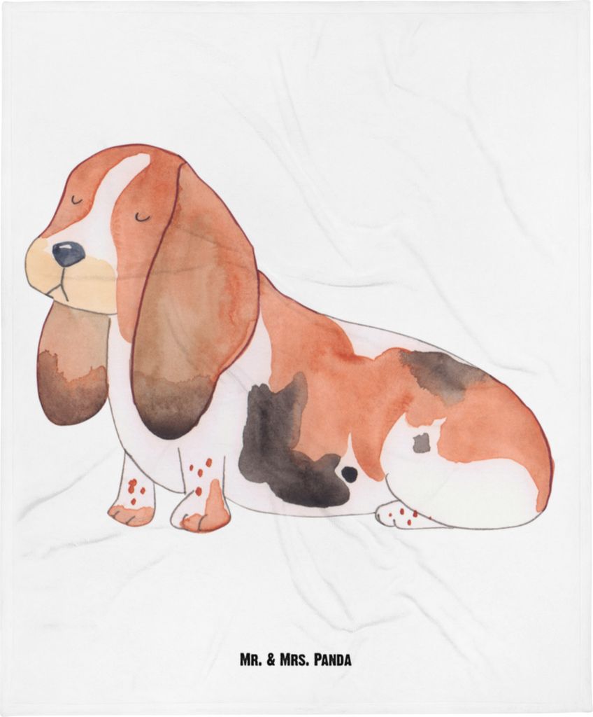 Mr. & Mrs. Panda Plaid Hund Basset Hound - Weiß - Geschenk, Schlummerdecke, Erstlingsdecke, Fleecedecke, Süß, Schmusedecke, Niedlich, Babydecke,...