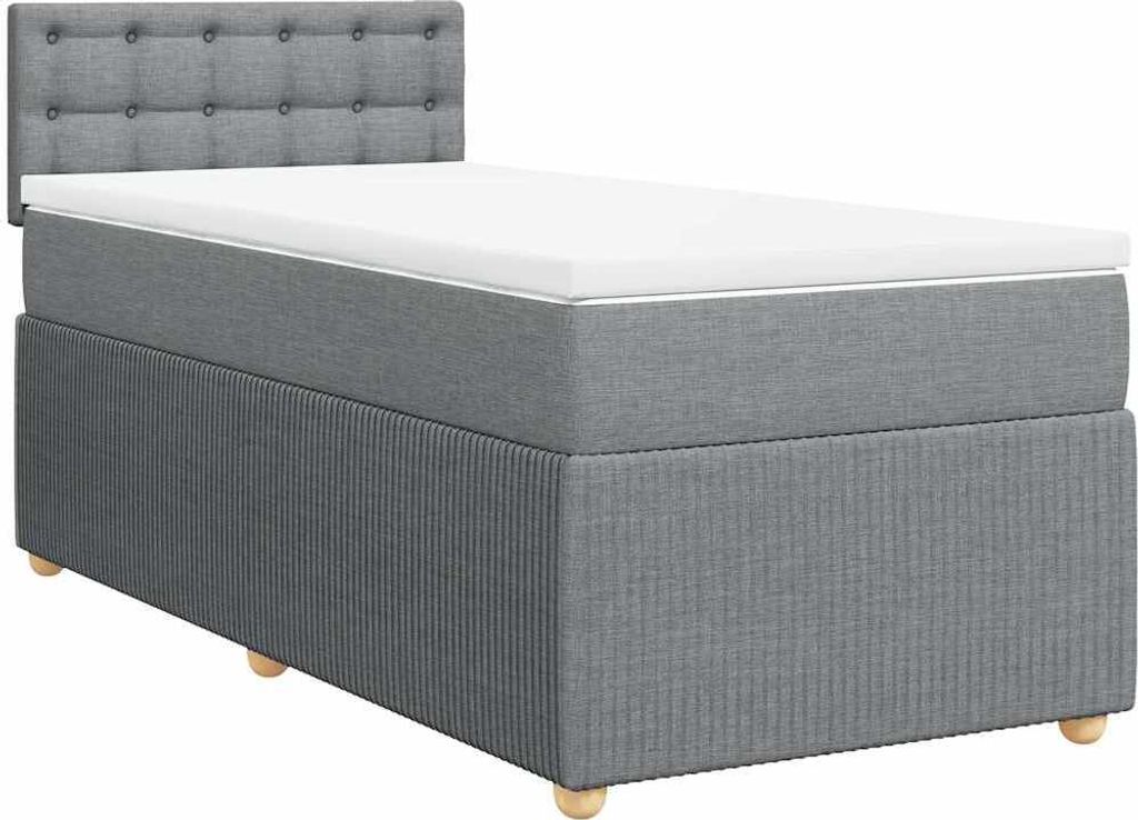 vidaXL Boxspringbett mit Matratze Hellgrau 80x200 cm Stoff