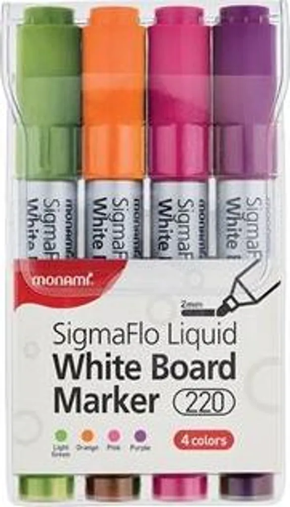 Marqueur effaçable à sec 4 couleurs MONAMI - Encre à séchage rapide