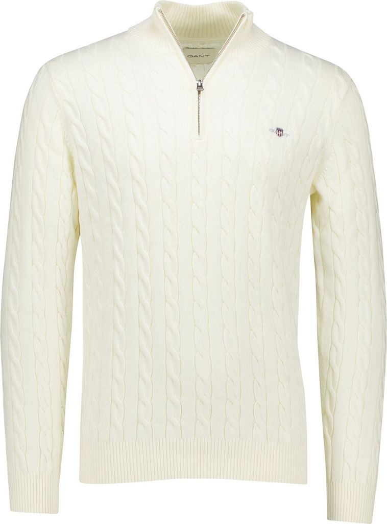 Gant Pullover beige Halbzip-Kabel Produktbild 