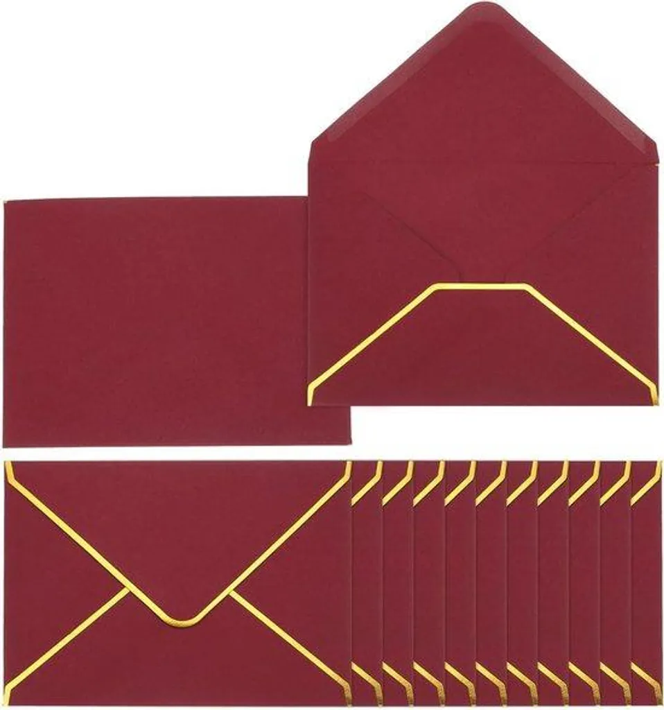 Enveloppes A7 avec liseré doré pour invitations de mariage - 30 pièces