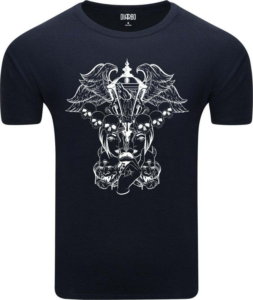 Diarbo Herren T-Shirt mit Abstraktem Druck Surreale Laterne Dunkelblau Gr.M