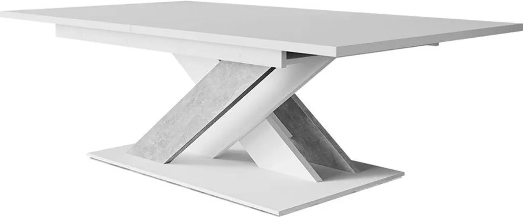 Table de salle à manger rectangulaire blanche effet marbre extensible - 9