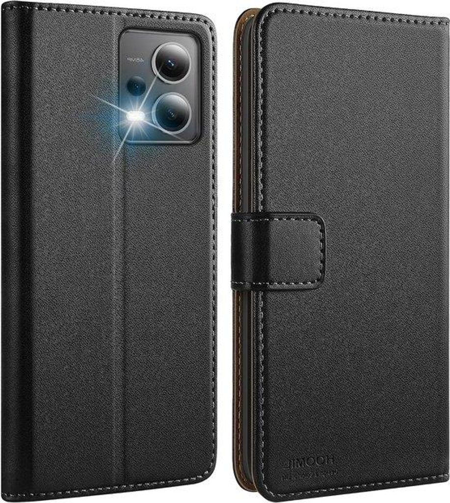 Elegantes Klapp-Lederfach für Xiaomi Redmi Note 12 5G und Poco X5 5G - Hochwertige Schutz-Cover in Schwarz
