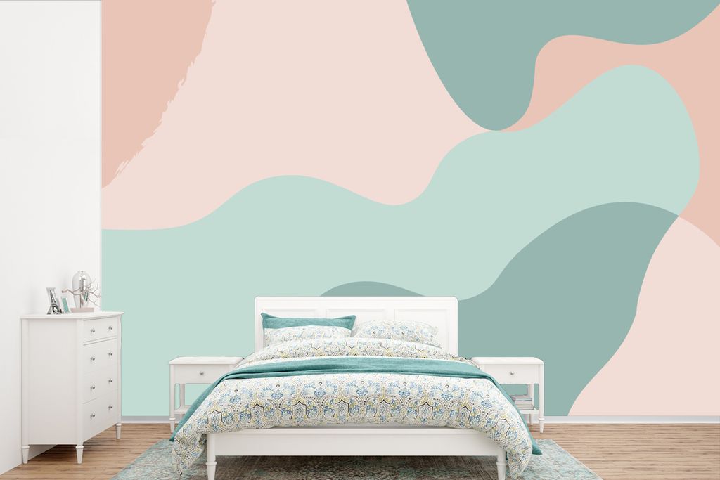 MuchoWow Fototapete für Wohnzimmer oder Schlafzimmer Wandtapete Vinyl Motivtapete Sommer - Formen - Abstrakt - 330x220 cm - Fototapeten
