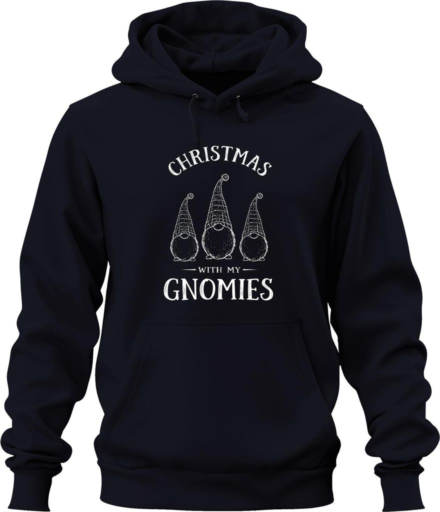 Christmas with my Gnomies Weihnachten Weihnachtswichtel Gnome Uni Hoodie Kapuzenpullover, Navy, 3XL