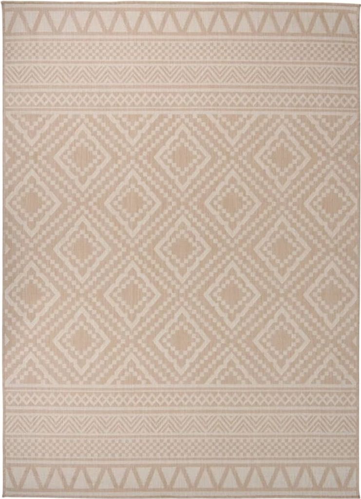 Möbel - Einzigartig Deko Teppich stylischem - Outdoor-Teppich Flachgewebe 200x280 cm - Antirutsch Braun Gestreift CLORIS#41319