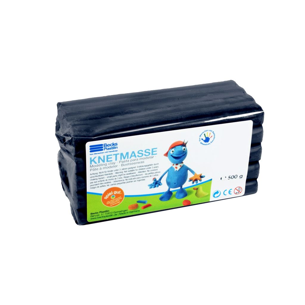 Becks Plastilin B100490 Knetmasse / Modelliermasse für Kinder, schwarz (500 g)