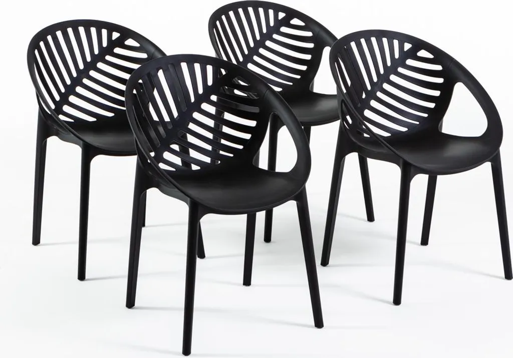 Chaises pour bar et restaurant lot de 4 design noir empilable VIVIAN
