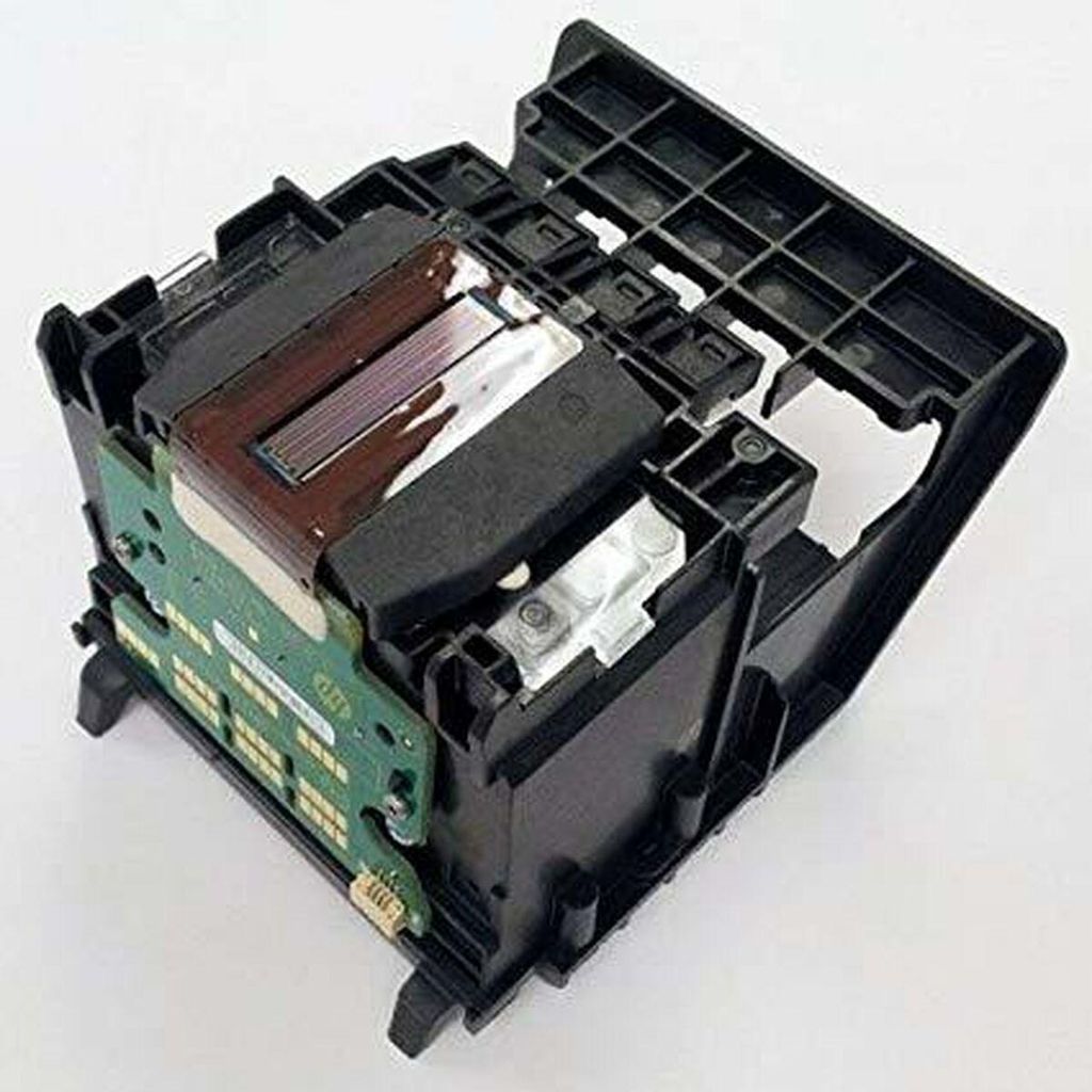 A close-up, angled view of a printer ink cartridge assembly against a white background.