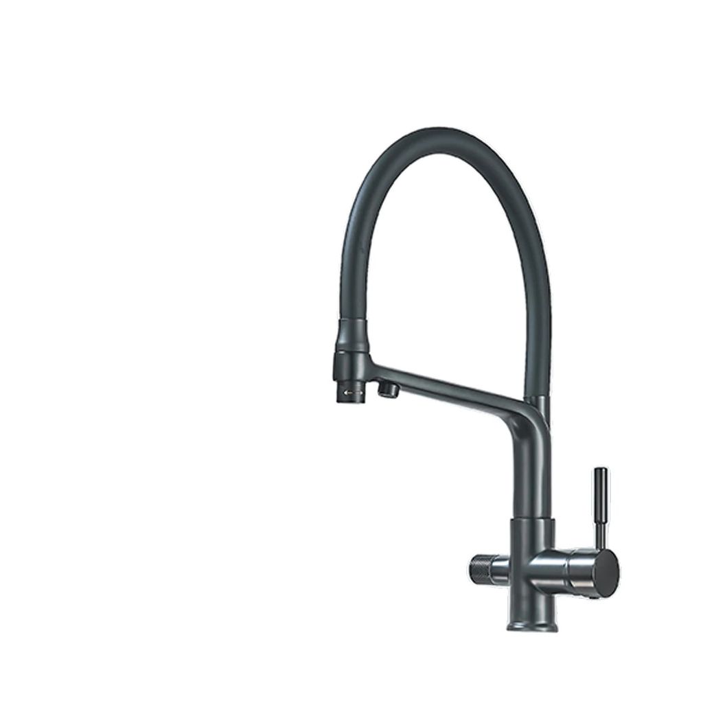 Küchenarmatur, Dual-Handle, 360-Grad-Drehung, Mattschwarz Produktbild 