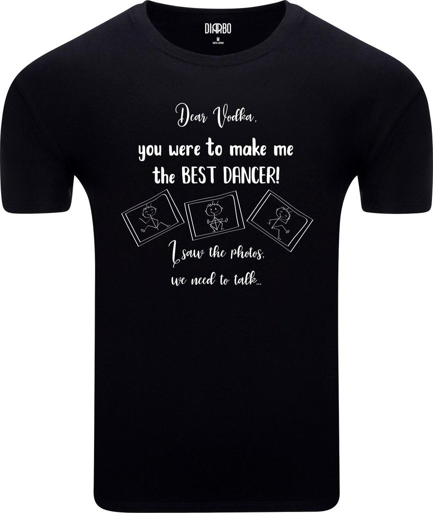 Diarbo Herren T-Shirt mit Lustiger Druck Betrunken Tanzen Schwarz Gr.XL