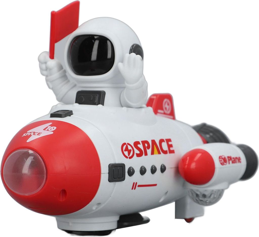 Astronauten-Space-Shuttle-Spielzeug, 360-Grad-Drehung, elektrische Explosion, leuchtendes Raumschiff mit Musikeffekt für Kinder, Rot