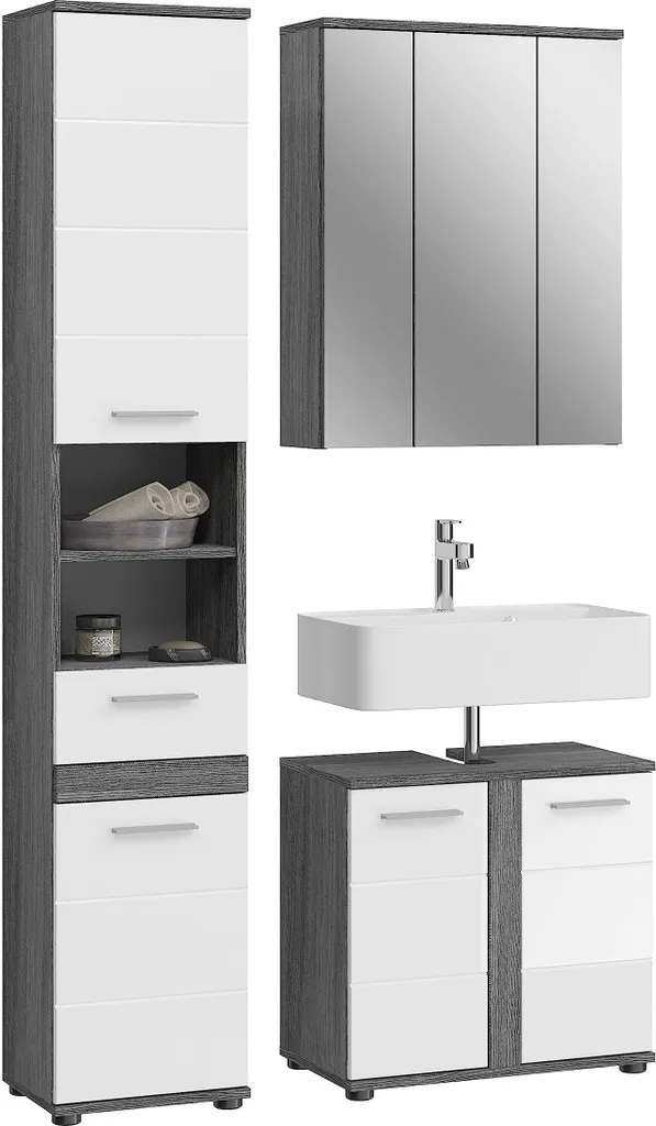 Aménagement Salle de Bain Rootz 3 Éléments - Rangement Bois 70 cm