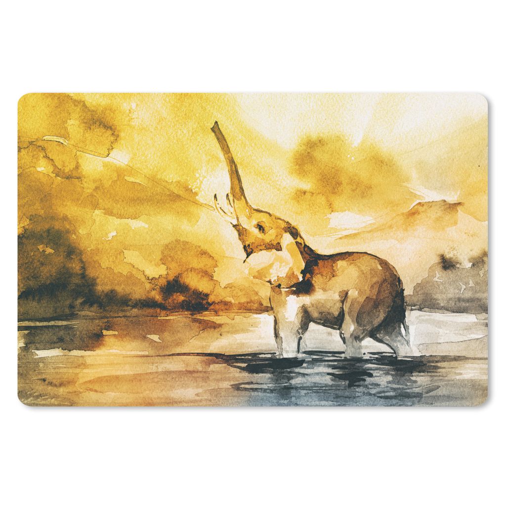 MuchoWow Mauspad Mousepad Elefant - Aquarellfarbe - Wasser 27x18 cm - Mousepads - Maus Mat - Pad - Mausunterlage - Büroartikel - Desk Matten