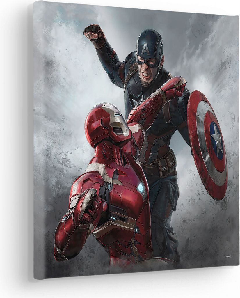 Keilrahmenbild - Captain America vs. Iron Man - Größe 30 x 30 cm
