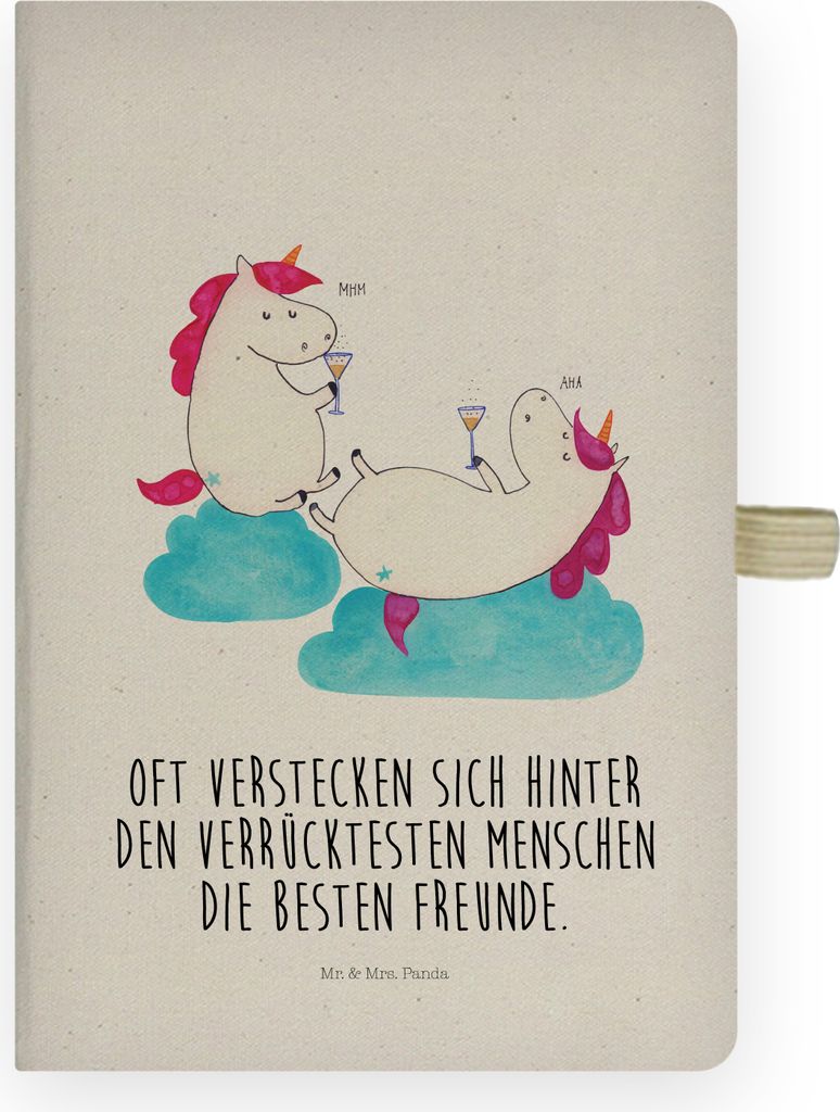 Mr. & Mrs. Panda Skizzenbuch Einhorn Sekt - Transparent - Geschenk, Party, Mädelsabend, Journal, Spaß, Kladde, Unicorn, Notizbuch A4 Kariert, Tag...