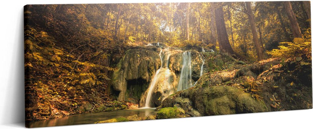Pugang Chiangrai Wasserfall in Thailand – Leinwandbild Wandbild – 125x50 cm – Leinwandbilder – Wandbilder – Schlafzimmer – Flur
