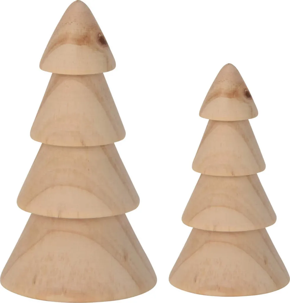 Rebecca Mobili Set de 2 Sapins de Noël de Table en Pin Naturel 30cm