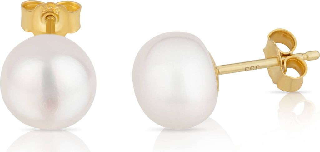 Paar 8mm echte Süßwasserperle Ohrstecker 333 Gelb Gold Produktbild 