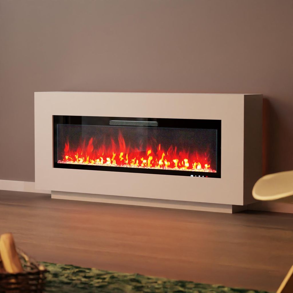 Glow Fire Elektrokamin 'Demeter 127 Weiss' | LED Standkamin in weiß mit Heizung (1500 W) | HxBxT: 75x156x25 cm