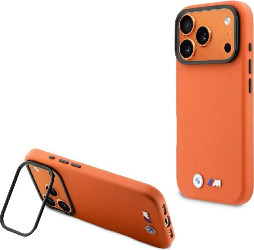 BMW case passend für IPHONE 17 Pro Max kompatibel mit MagSafe BMHMP17X25PFWKCKO (PU W/ Metal Logo) orange