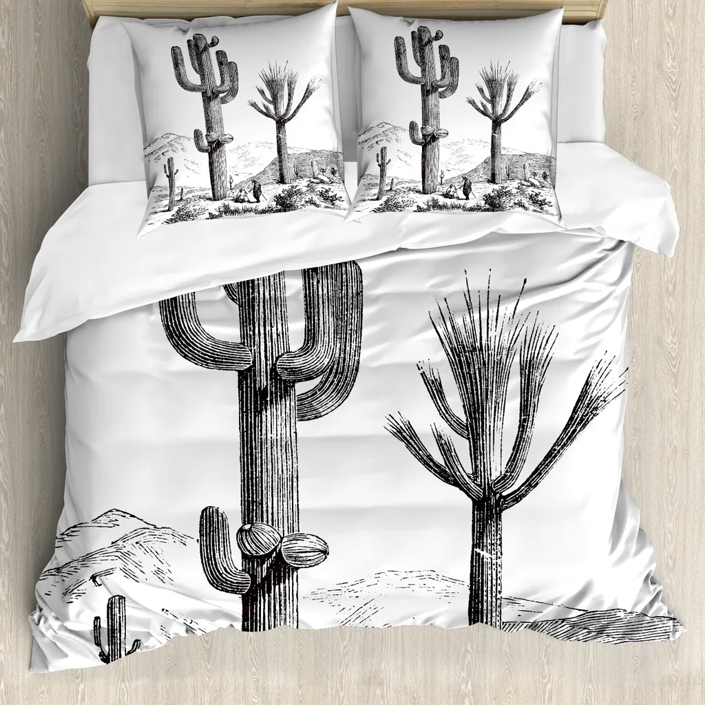 Set Copripiumino Matrimoniale Cactus ABAKUHAUS Antiacaro in Microfibra