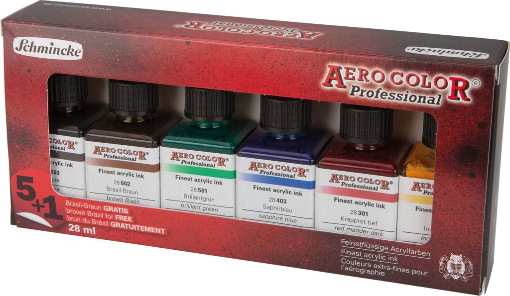 Schmincke Aero Color 5+1 Sonderedition 6 x 28ml Airbrush Farben Set 81 745 097