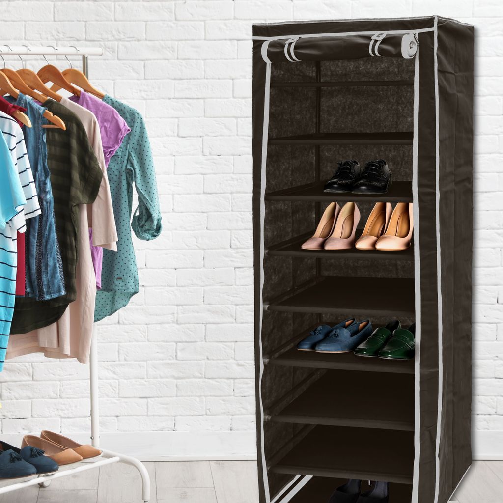 relaxdays Schuhschrank Stoffbezug 9 Ablagen Produktbild 5