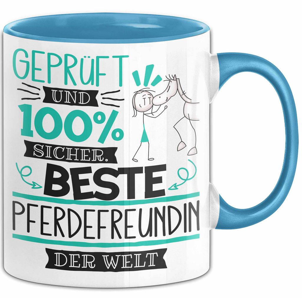 Beste Pferdefreundin Der Welt Tasse Geschenk für Eine Pferdefreundin Und Sicher Geschenkidee Geburtstag Weihnachten (Blau)