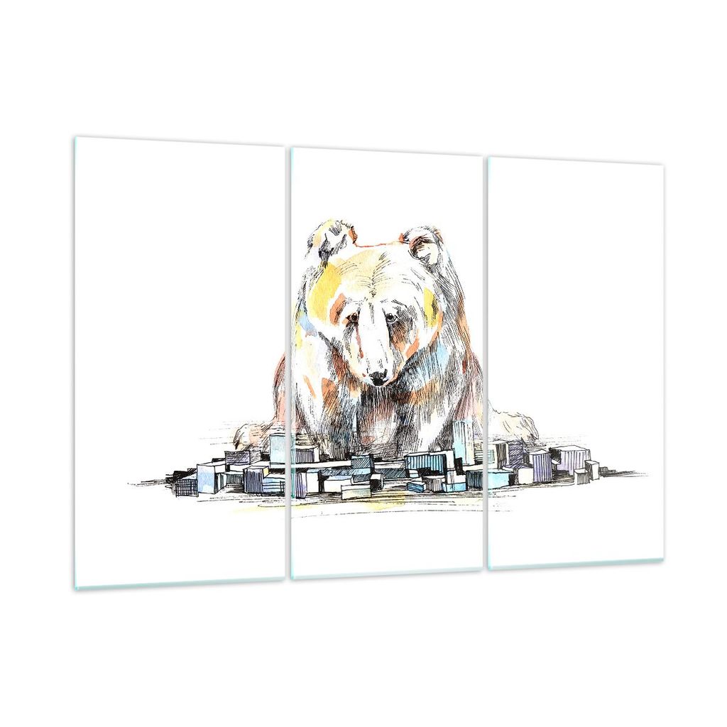 Bilder auf glas - Bär Spielzeug Spiel Illustration - 165x110cm - Glasbilder - Wandbilder - Kunstdruck - Wanddekoration aus Glas - Glas Bilder - Wa...