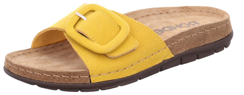 Rohde Damen Pantolette mit großer Schnalle und Memory-Fußbett Rodigo-D 5898, Größe:37 EU, Farbe:Gelb