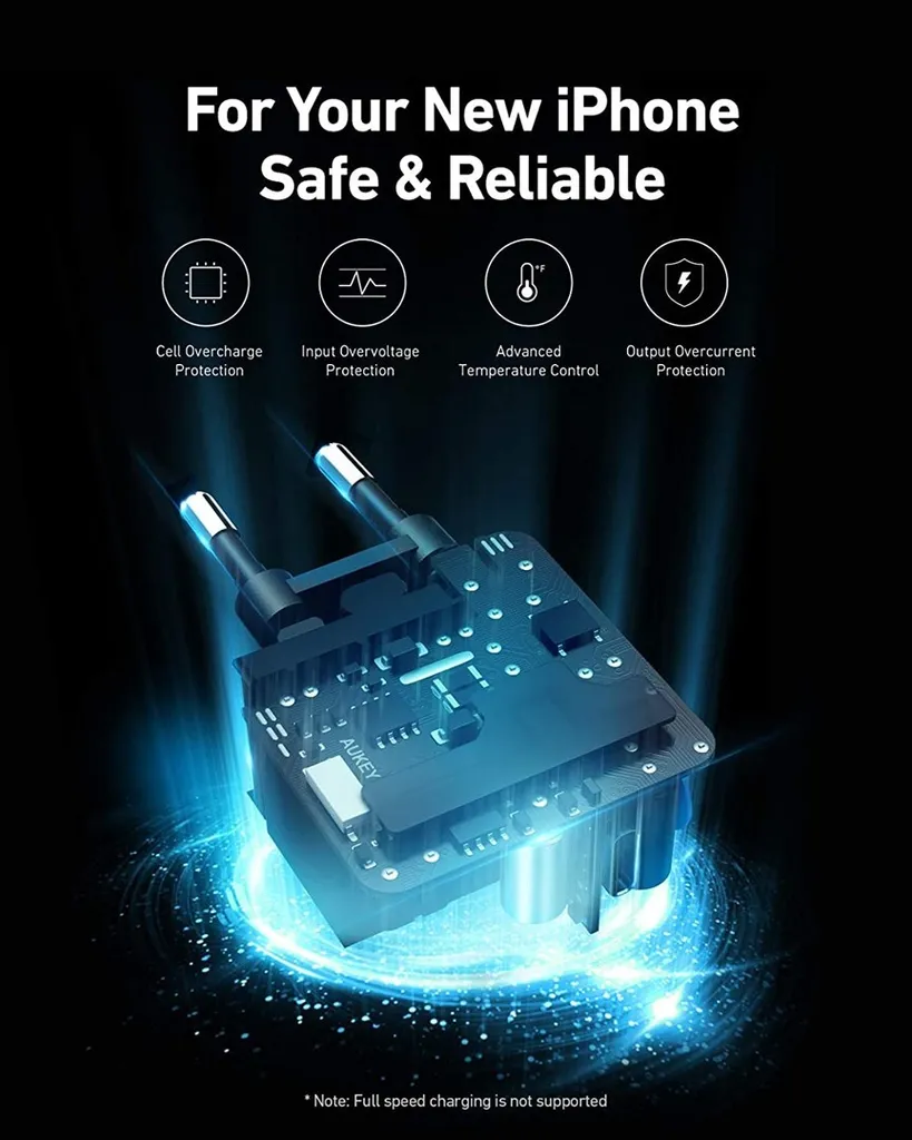 Chargeur USB-C 20W Rapide pour iPhone et Android AUKEY Swift Noir PD - 5