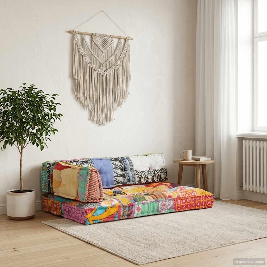 vidaXL Palettensofa-Auflage Mehrfarbig Stoff Patchwork Produktbild 