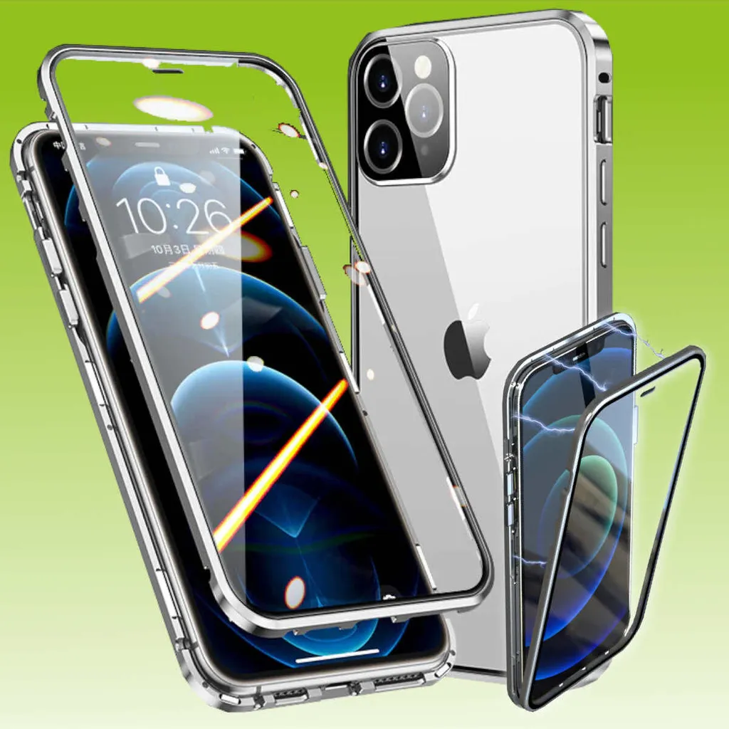 Custodia iPhone 13 Pro Argento Magnetica - Vetro Temperato Antigraffio