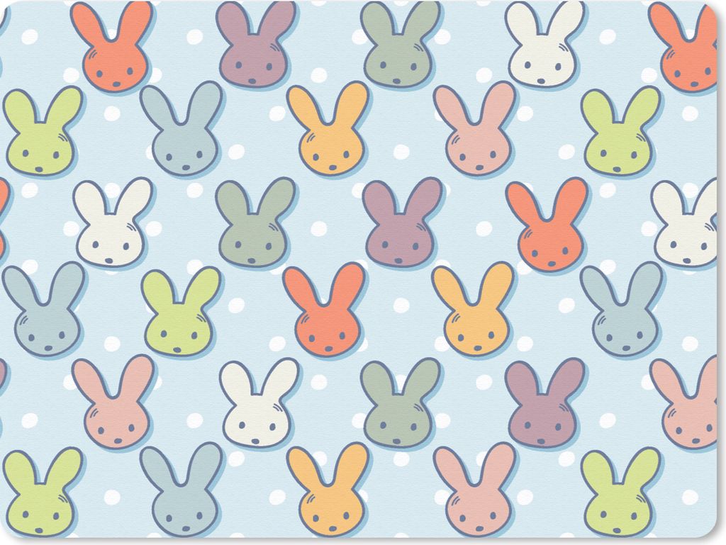 MuchoWow Mauspad Mousepad Kaninchen - Punkte - Pastell - Blau - Muster 40x30 cm - Mousepads - Maus Mat - Pad - Mausunterlage - Anti Rutsch