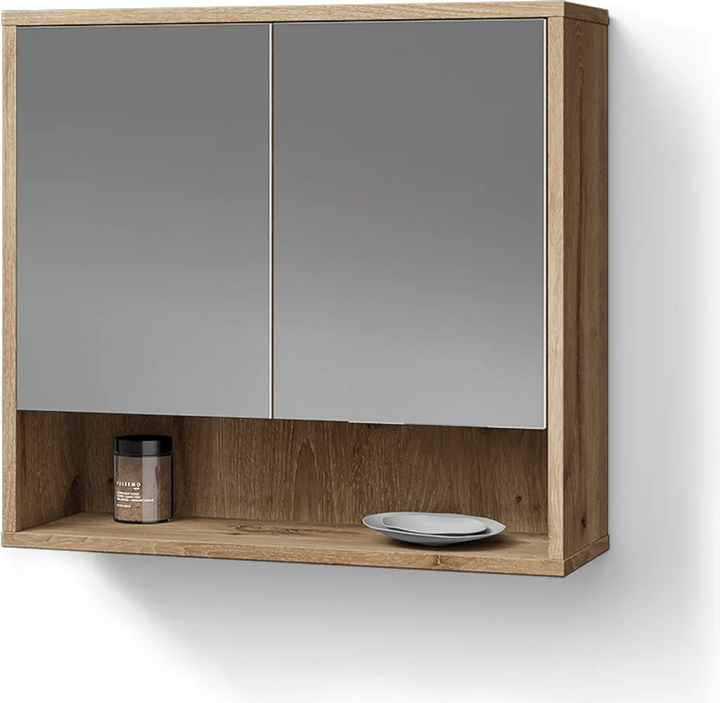 Specchiera Contenitore Bagno 70x65 ATERNO Quercia 2 Ante Livinity