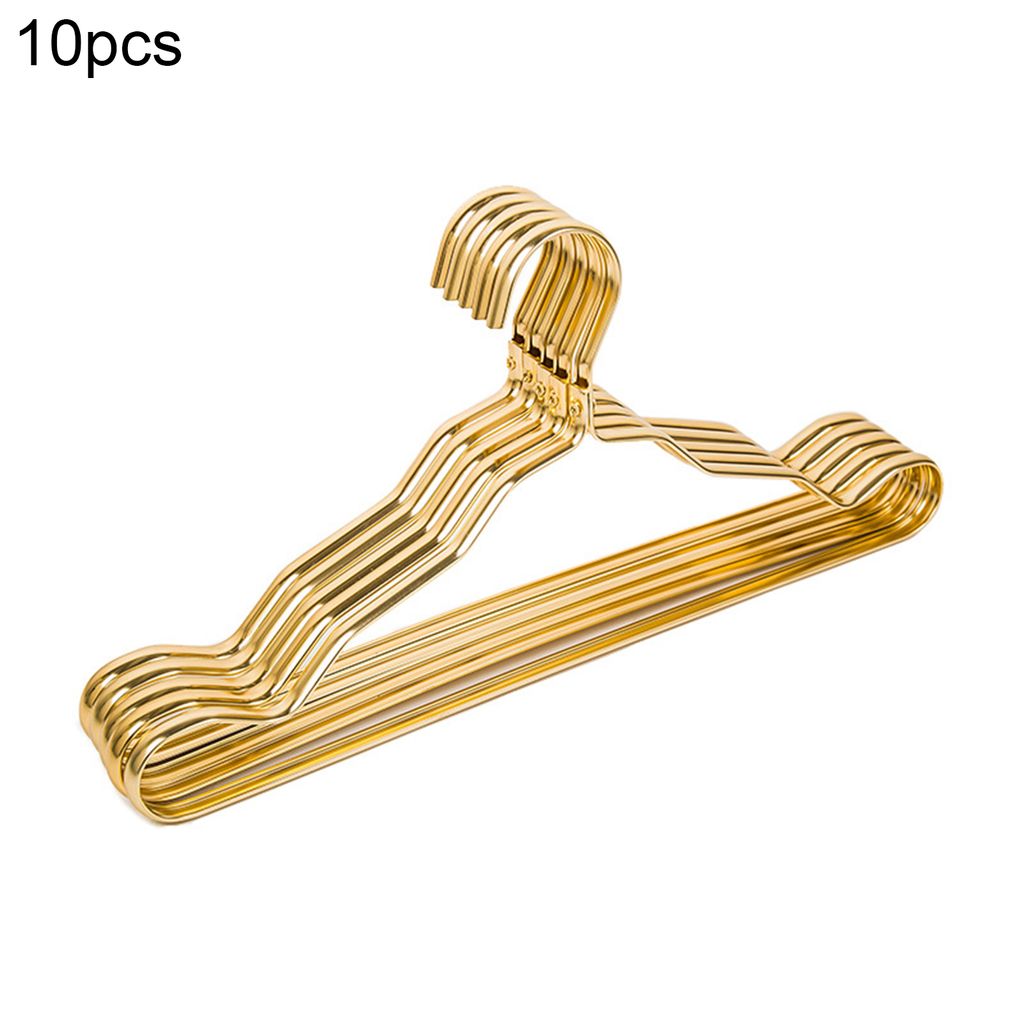 10 teile/satz mehr verdicken kleiderbügel anti-rutschte aluminium legierung anti-rost kleiderbügel rack für hause-Golden