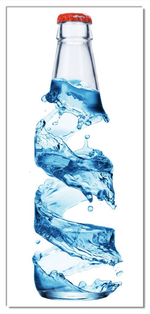 Wallario selbstklebende Türtapete 100 x 220 cm mit Schutzlaminat - Strudel in der Wasserflasche