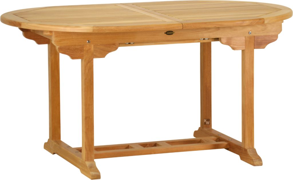 Gartentisch Teak Ausziehtisch Orvieto 120 > 170 x 75 cm als flexibler Holztisch aus Teak ausziehbarer und unbehandelter Teaktisch oval