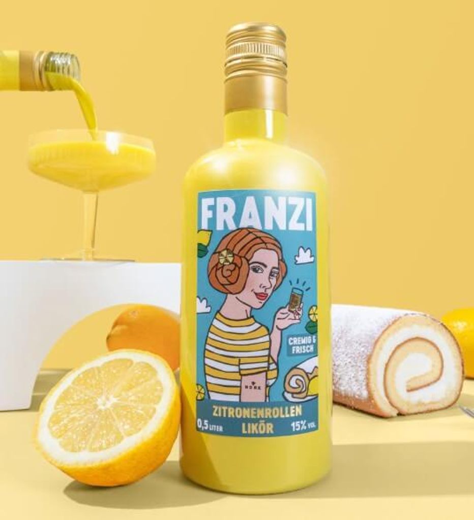 Franzi Zitronenrollenlikör 0,5L - Vegan Produktbild 