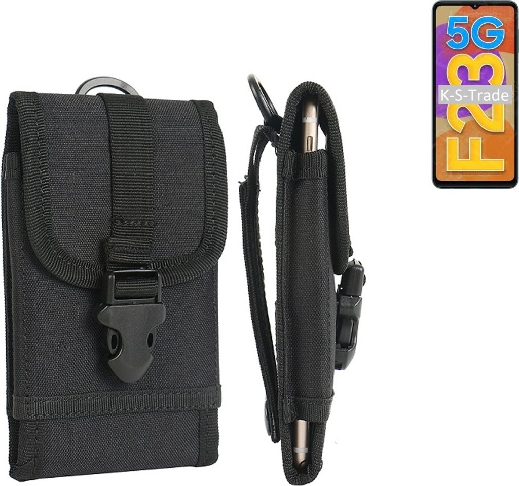 K-S-Trade Holster Handy Hülle kompatibel mit Samsung Galaxy F23 5G Holster Handytasche Gürtel Tasche Schutz Hülle Robust Outdoor schwarz