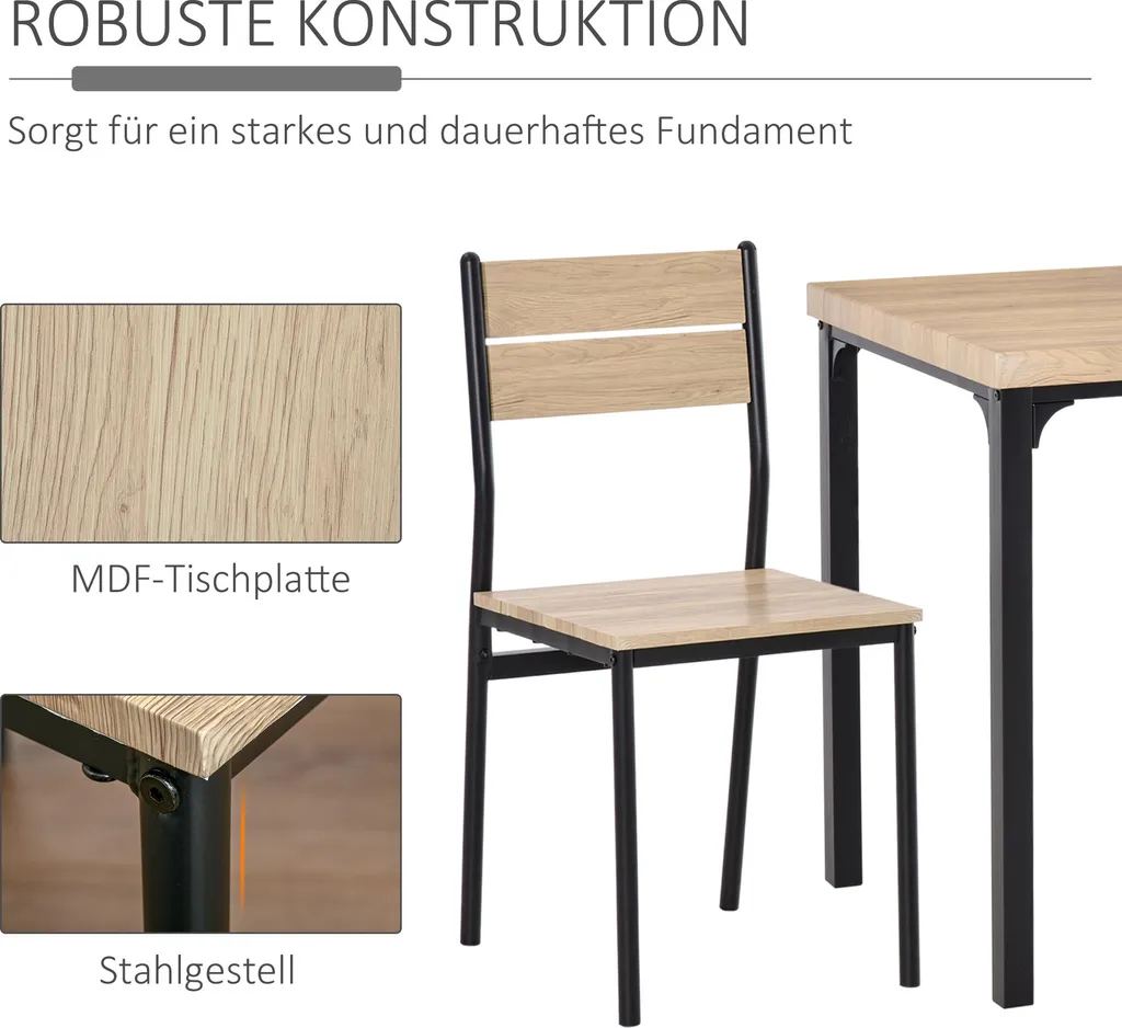 Ensemble Table à Manger Gain de Place 1 Table et 2 Chaises en Métal